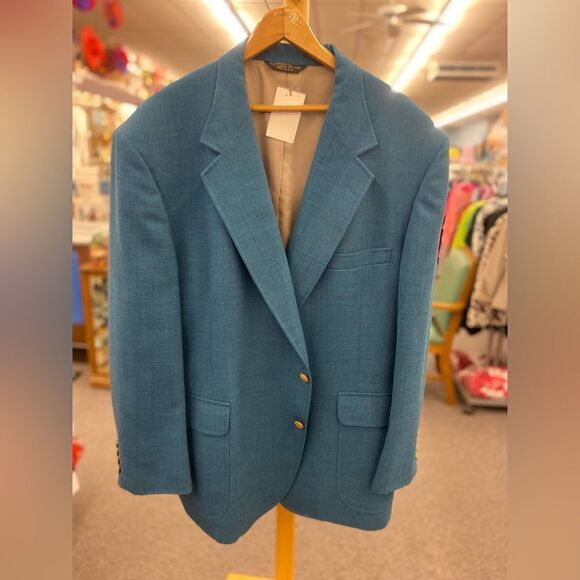 The Stag Other - The Stag Mens 48R Teal Sports Coat w/ Gold Buttons